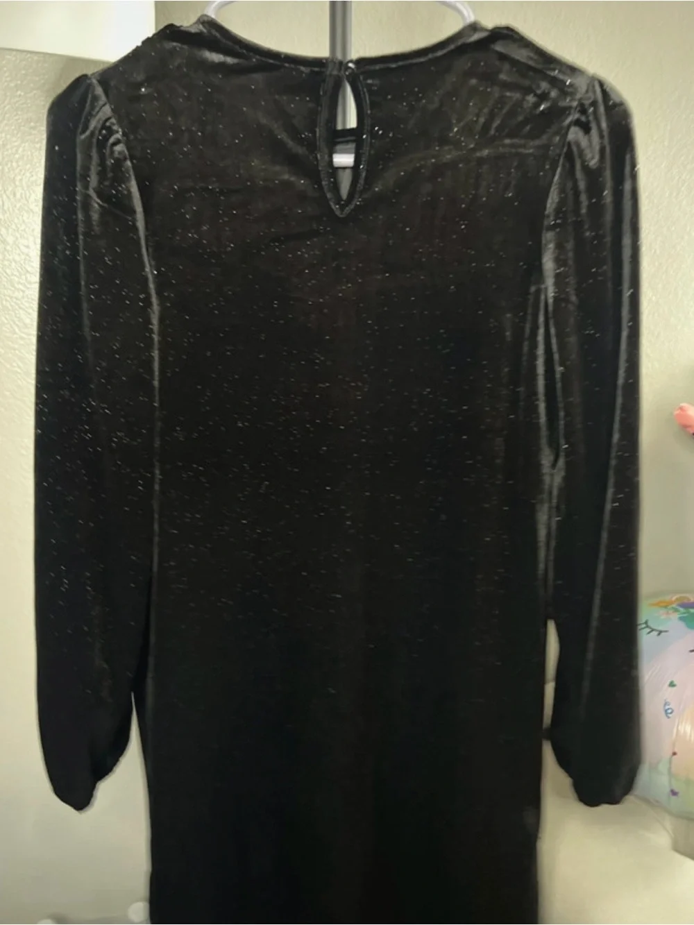 Mango Black Velvet Smocked Bodice Long-Sleeve Girls' Dress